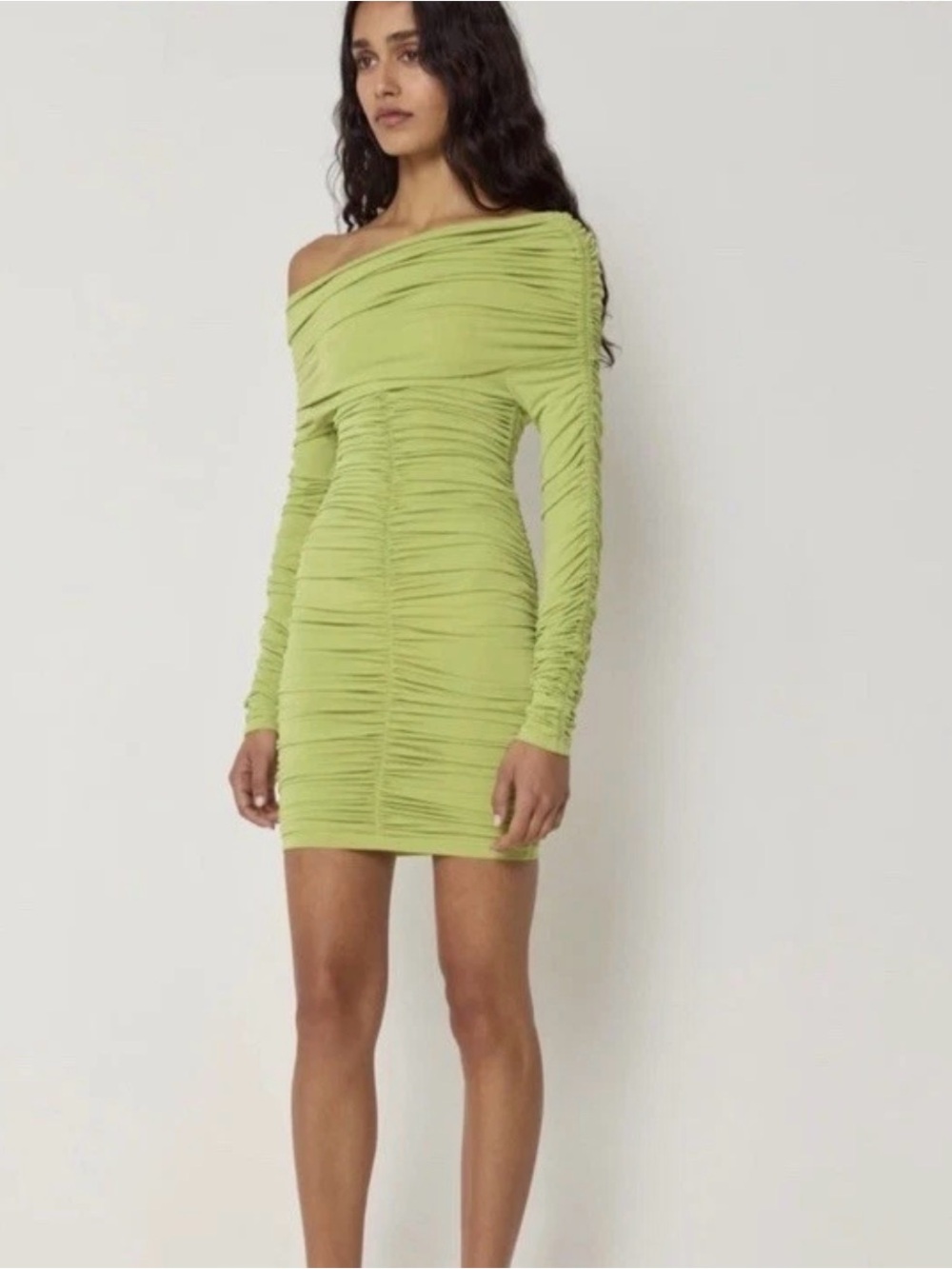 NWT KHY X Atlien Runched Green Bodycon Mini Dress M